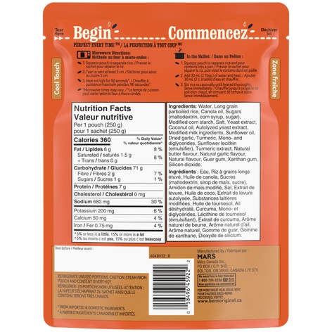Riz à saveur de beurre et ail BISTRO EXPRESS(MC) de marque BEN'S ORIGINAL(MC), 250 g