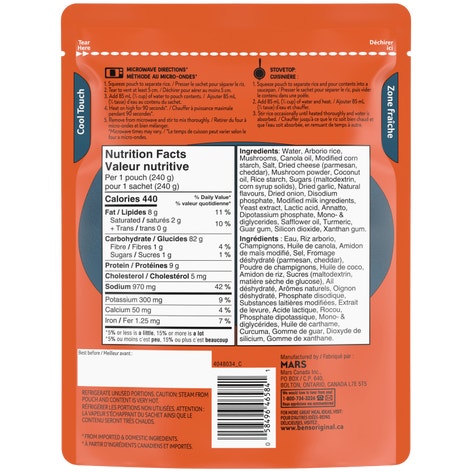 BEN’S ORIGINAL Risotto Crémeux aux Champignons, Sachet de 240g