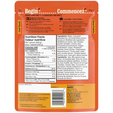 Riz à saveur de cheddar crémeux BISTRO EXPRESS(MC) de marque BEN'S ORIGINAL(MC), 240 g