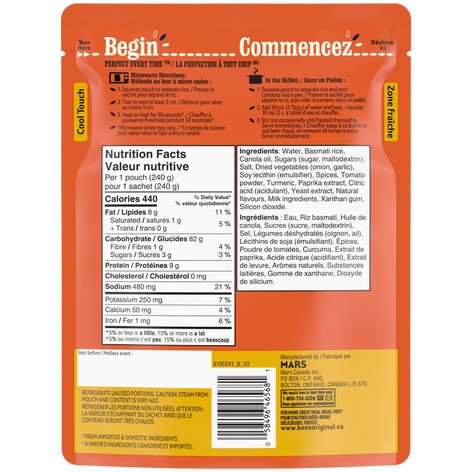 BEN’S ORIGINAL BISTRO EXPRESS Plat D’accompagnement au Riz Tikka Masala. Sachet de 240g