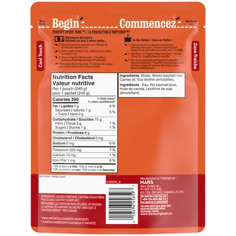 Riz basmati brun BISTRO EXPRESS(MC) de marque BEN'S ORIGINAL(MC), 240 g