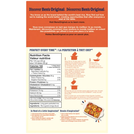 BEN'S ORIGINAL™ Boil in Bag Long Grain Rice, 450g