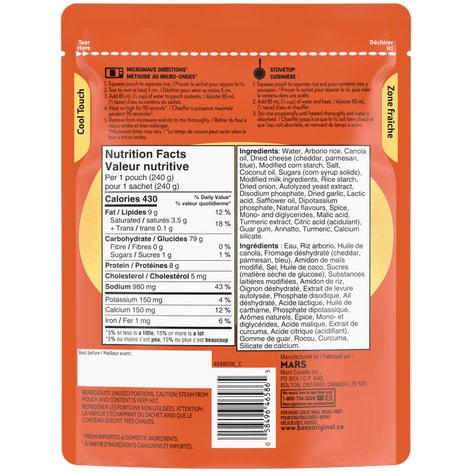 BEN’S ORIGINAL Risotto au Fromage, Sachet de 240g