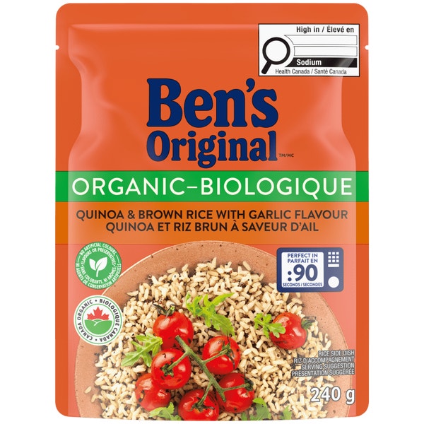 Quinoa et riz brun à saveur d’ail BEN’S ORIGINAL(MC) Biologique, 240 g
