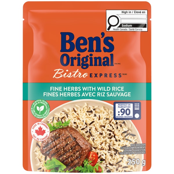 Riz à grains longs et riz sauvage aux fines herbes BISTRO EXPRESS(MC) de marque BEN'S ORIGINAL(MC), 250 g