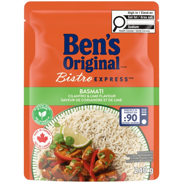 Riz basmati à saveur de coriandre et de lime BISTRO EXPRESS(MC) de marque BEN'S ORIGINAL(MC), 240 g