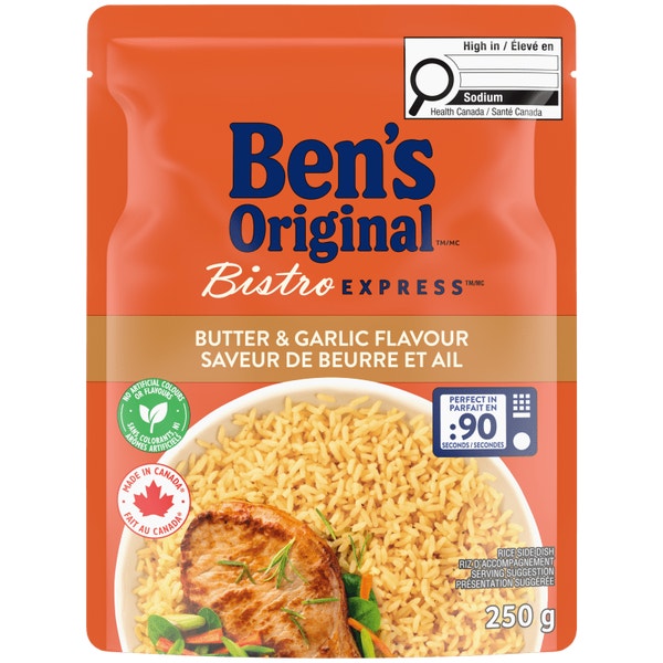 Riz à saveur de beurre et ail BISTRO EXPRESS(MC) de marque BEN'S ORIGINAL(MC), 250 g