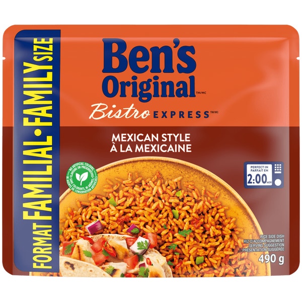 Riz à la mexicaine BISTRO EXPRESS(MC) de marque BEN’S ORIGINAL(MC) en format familial, 490 g