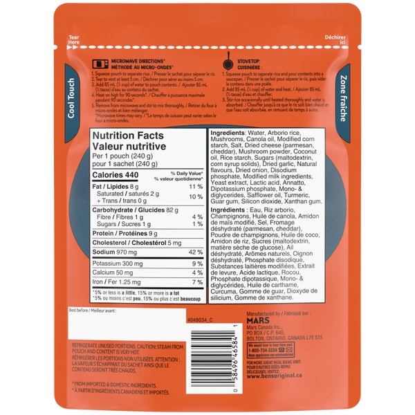 BEN’S ORIGINAL Risotto Crémeux aux Champignons, Sachet de 240g