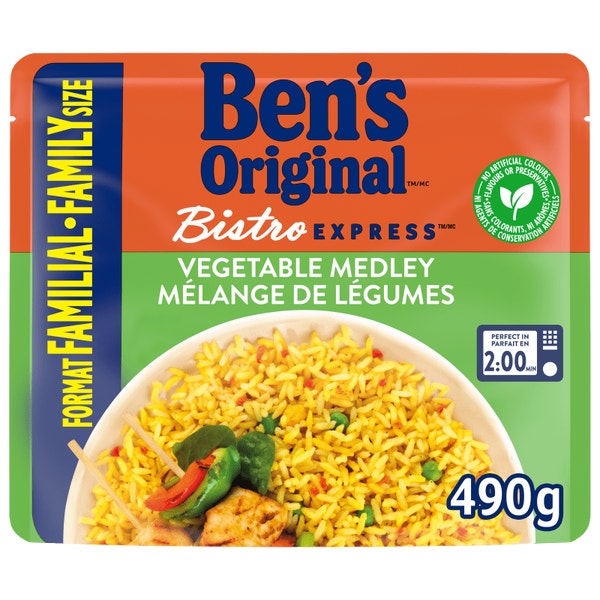 Riz avec mélange de légumes BISTRO EXPRESS(MC) de marque BEN’S ORIGINAL(MC) en format familial, 490 g