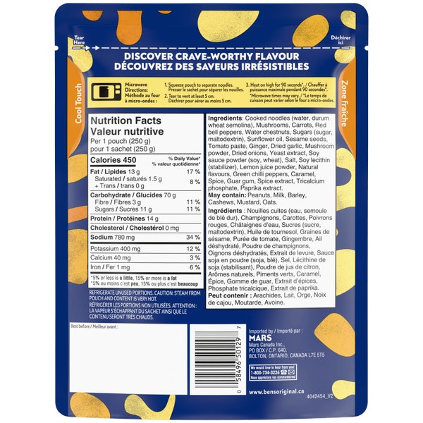 Bens Original Cuisine de Rue Nouilles Sautées Chinoises