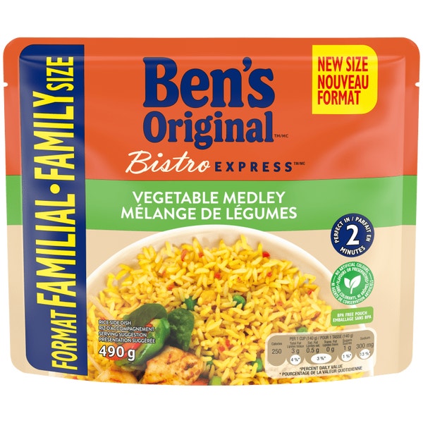 Riz avec mélange de légumes BISTRO EXPRESS(MC) de marque BEN’S ORIGINAL(MC) en format familial, 490 g