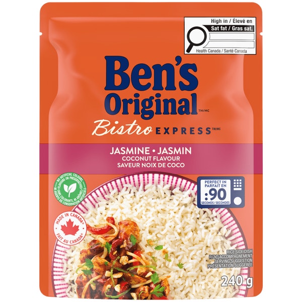 Riz au jasmin à saveur de noix de coco BISTRO EXPRESS(MC) de marque BEN'S ORIGINAL(MC), 240 g