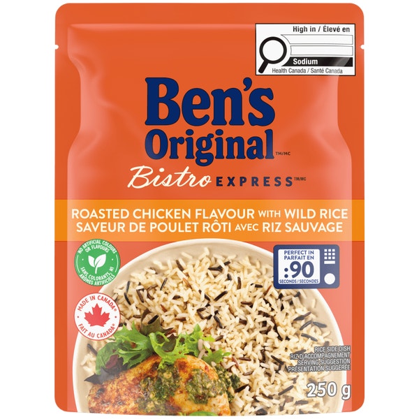 Riz à grains longs et riz sauvage à saveur de poulet rôti BISTRO EXPRESS(MC) de marque BEN'S ORIGINAL(MC), 250 g