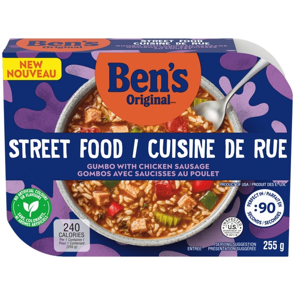 BEN'S ORIGINAL Street Food Gumbo with Chicken Sausage, Prepared Entrée, Microwave in 90 Seconds, 255 g
