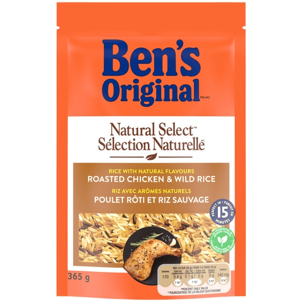 Riz à saveur de poulet rôti et riz sauvage SÉLECTION NATURELLE(MC) de marque BEN'S ORIGINAL(MC), 365 g