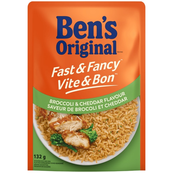 Riz à saveur de brocoli et cheddar VITE & BON(MC) de marque BEN'S ORIGINAL(MC), 132 g