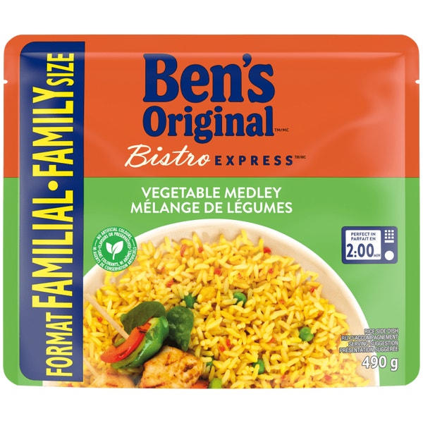 Riz avec mélange de légumes BISTRO EXPRESS(MC) de marque BEN’S ORIGINAL(MC) en format familial, 490 g