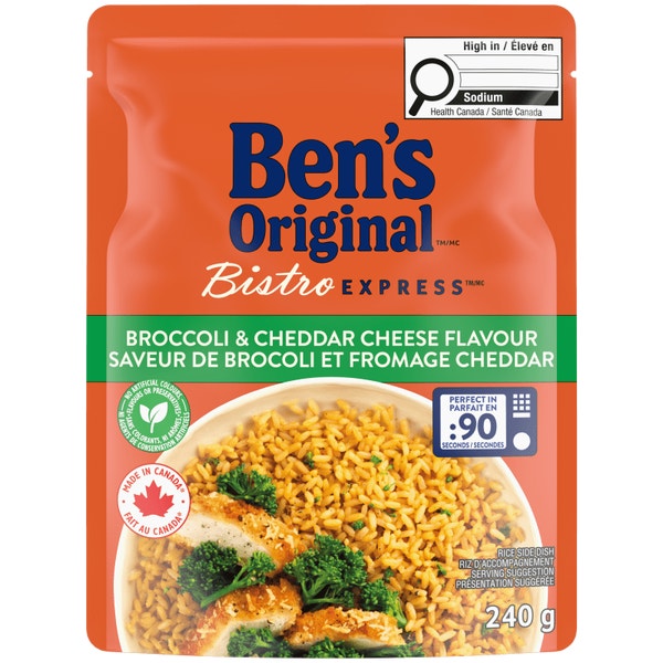 Riz à saveur de brocoli et fromage cheddar BISTRO EXPRESS(MC) de marque BEN'S ORIGINAL(MC), 240 g