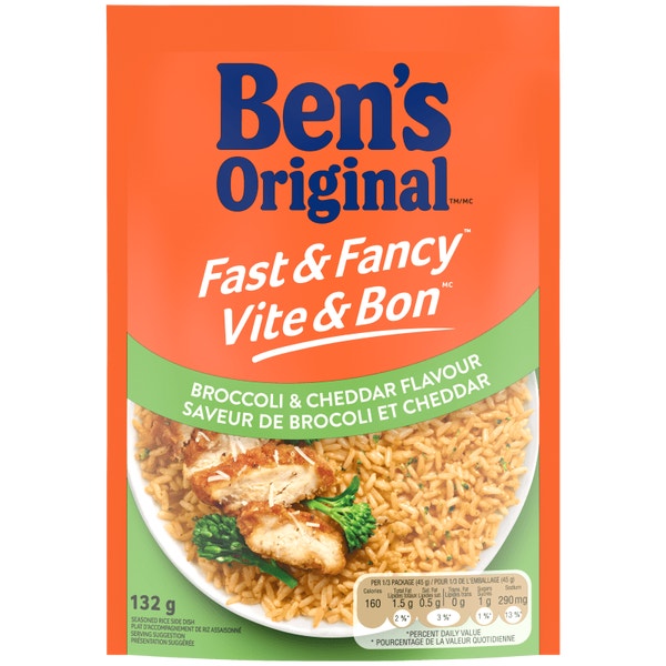 Riz à saveur de brocoli et cheddar VITE & BON(MC) de marque BEN'S ORIGINAL(MC), 132 g