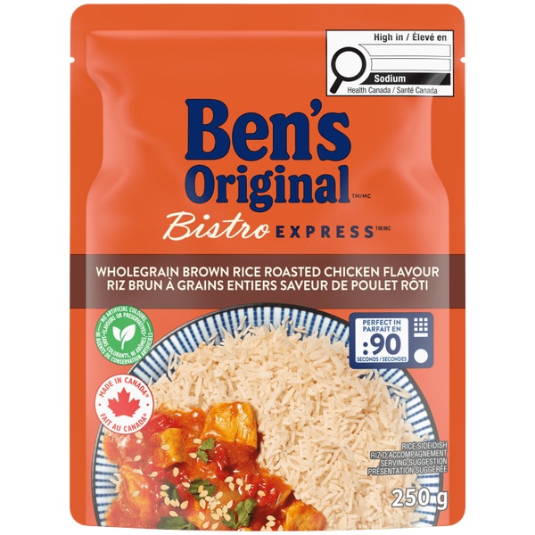 Riz brun à grains entiers à saveur de poulet rôti BISTRO EXPRESS(MC) de marque BEN'S ORIGINAL(MC), 250 g
