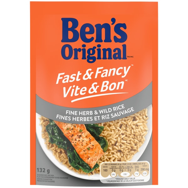 Riz aux fines herbes et riz sauvage VITE & BON(MC) de marque BEN'S ORIGINAL(MC), 132 g