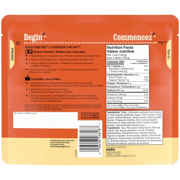 BEN'S ORIGINAL BISTRO EXPRESS Riz d'Accompagnement Saveur Poulet Rôti, Format Familial, sachet de 490 g