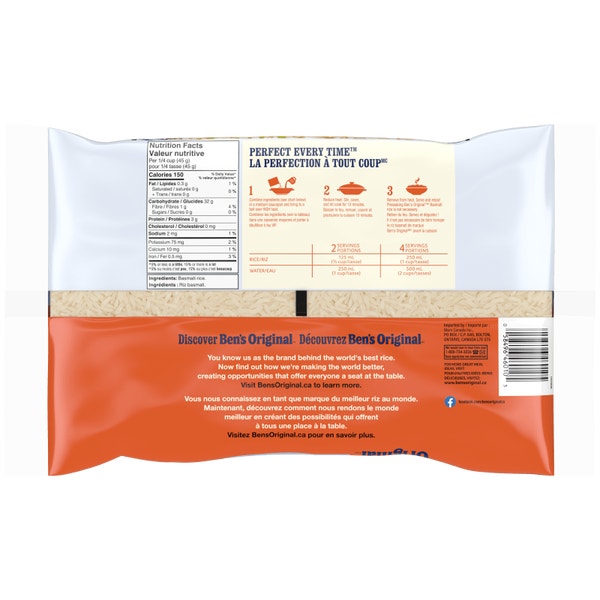 Riz basmati de marque BEN'S ORIGINAL(MC), 1,6 kg