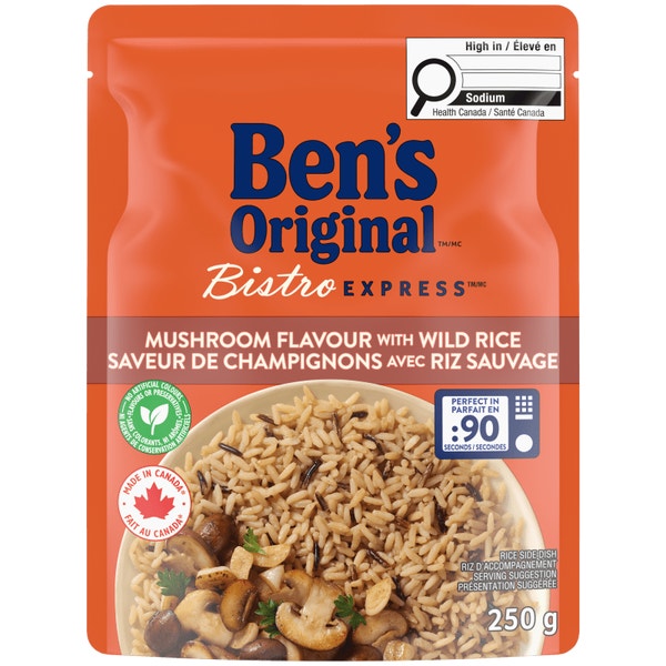 Riz à grains longs et riz sauvage à saveur de champignons BISTRO EXPRESS(MC) de marque BEN'S ORIGINAL(MC), 250 g