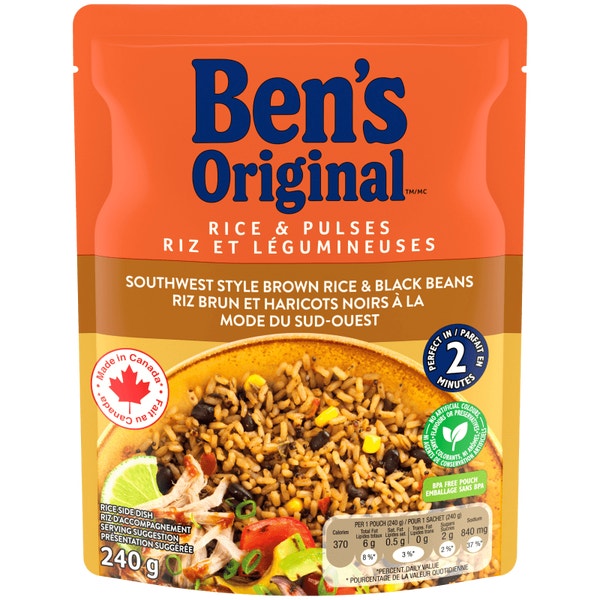 BEN'S ORIGINAL™ Rice & Pulses Southwest Style Brown Rice & Black Beans, 240g