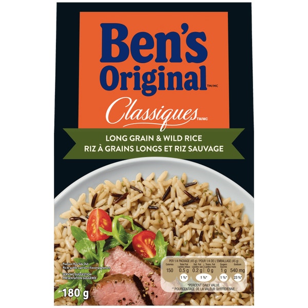 Riz à grains longs et riz sauvage CLASSIQUES(MC) de marque BEN'S ORIGINAL(MC), 180 g