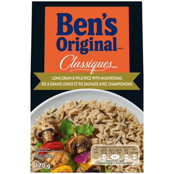 Riz à grains longs et riz sauvage aux champignons CLASSIQUES(MC) de marque BEN'S ORIGINAL(MC), 170 g