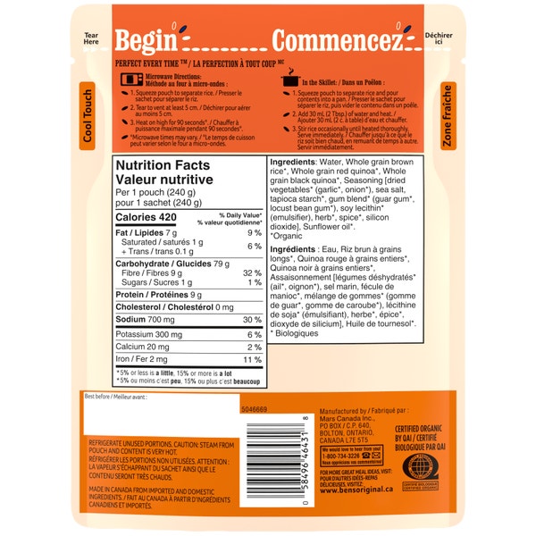 BEN'S ORIGINAL™ Organic Quinoa & Brown Rice with Garlic Flavour, 240g