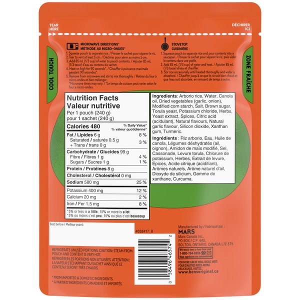 BEN’S ORIGINAL Risotto à L’ail Rôti et Fines Herbes, Sachet de 240g