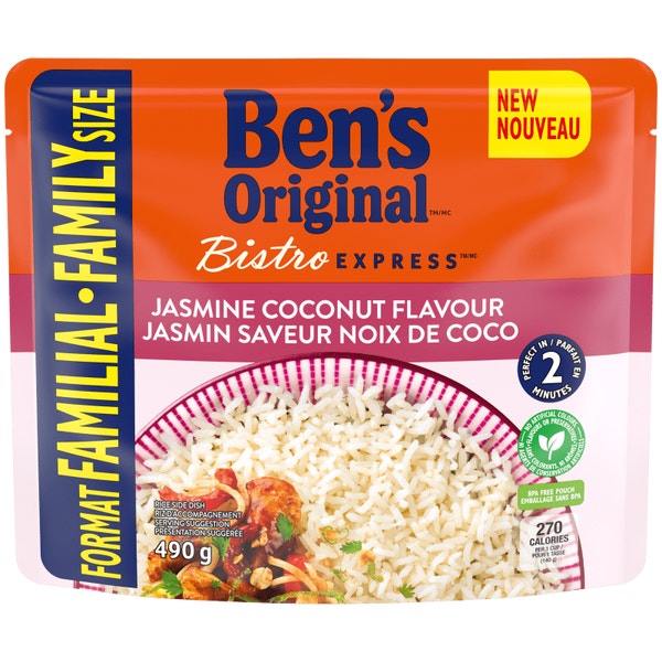 BEN'S ORIGINAL™ BISTRO EXPRESS™ Jasmine Coconut Flavour Rice Family Size, 490g