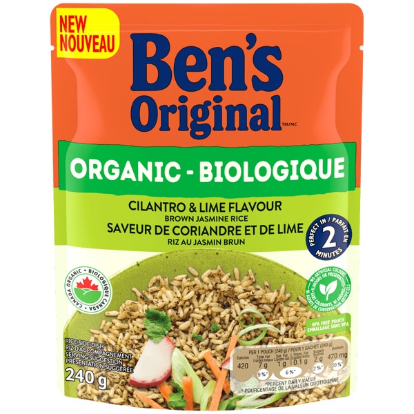 Riz au jasmin brun à saveur de coriandre et de lime BEN’S ORIGINAL(MC) Biologique, 240 g