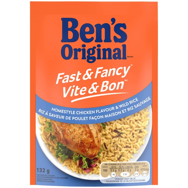 Riz à saveur de poulet façon maison et riz sauvage VITE & BON(MC) de marque BEN'S ORIGINAL(MC), 132 g