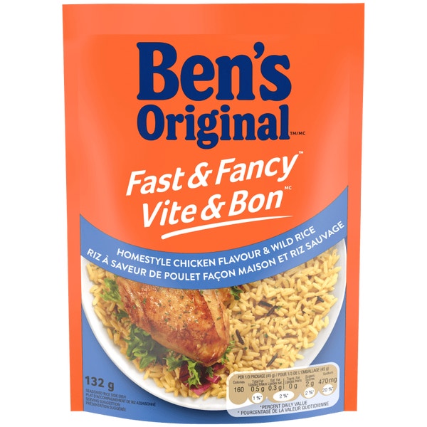 Riz à saveur de poulet façon maison et riz sauvage VITE & BON(MC) de marque BEN'S ORIGINAL(MC), 132 g