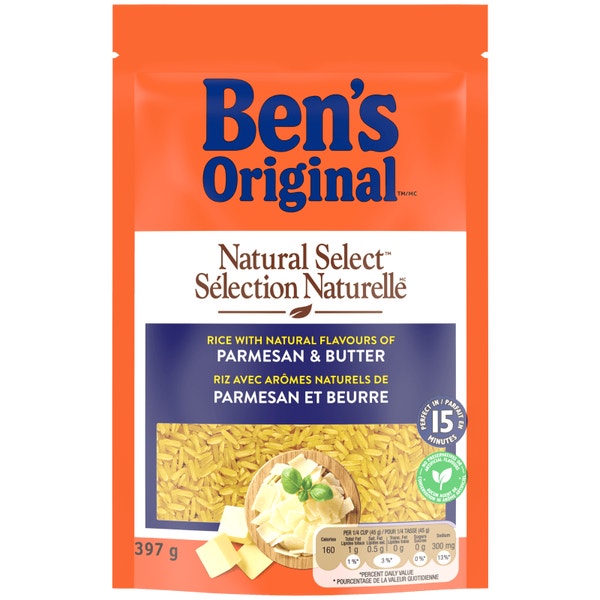 Riz à saveur de parmesan et beurre SÉLECTION NATURELLE(MC) de marque BEN'S ORIGINAL(MC), 397 g