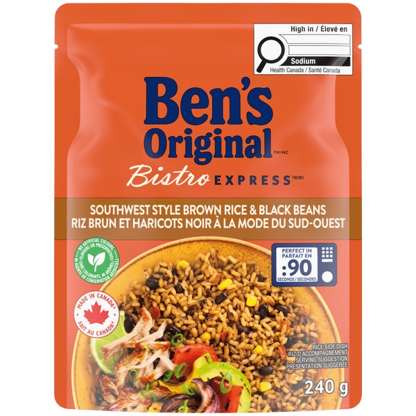 Riz brun et haricots noirs à la mode du Sud-Ouest Riz et légumineuses de marque BEN'S ORIGINAL(MC), 240 g