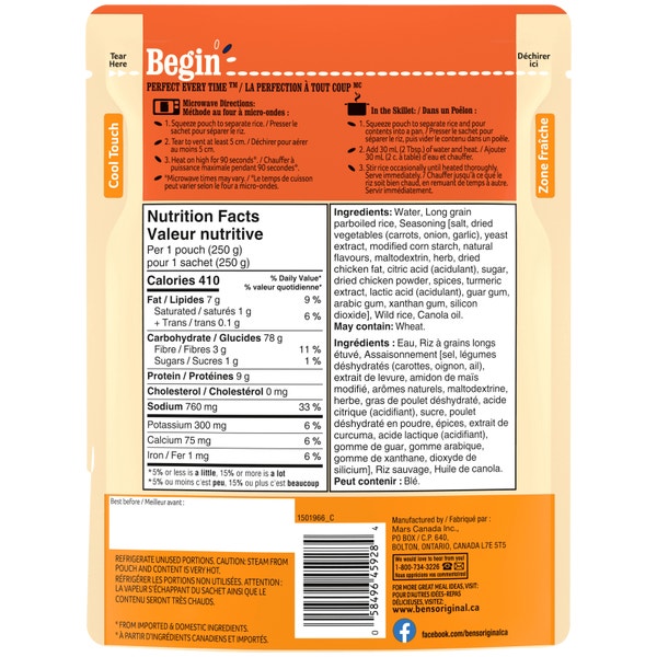 BEN'S ORIGINAL™ BISTRO EXPRESS™ Long Grain & Wild Rice Roasted Chicken, 250g