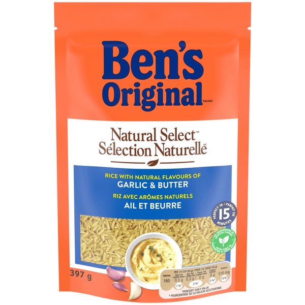 BEN'S ORIGINAL™ NATURAL SELECT™ Garlic & Butter Flavour Rice, 397g