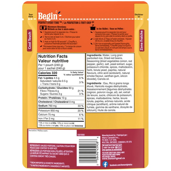 BEN'S ORIGINAL™ Rice & Pulses Smokey Flavour Red Beans & Rice, 240g