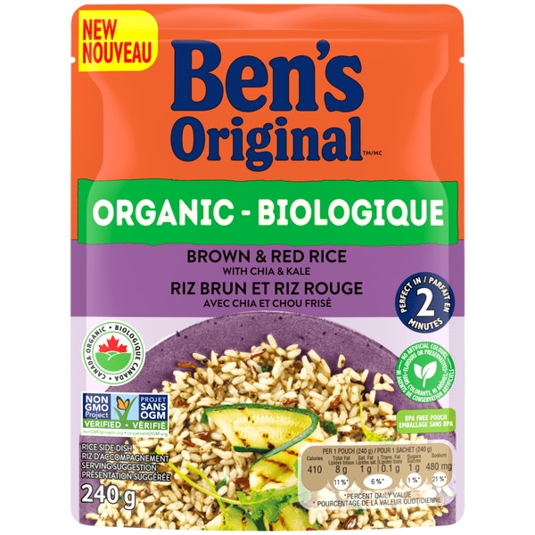 Riz brun et riz rouge avec chia et chou frisé BEN’S ORIGINAL(MC) Biologique, 240 g