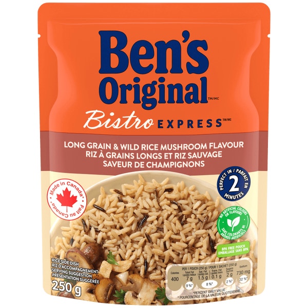 Riz à grains longs et riz sauvage à saveur de champignons BISTRO EXPRESS(MC) de marque BEN'S ORIGINAL(MC), 250 g